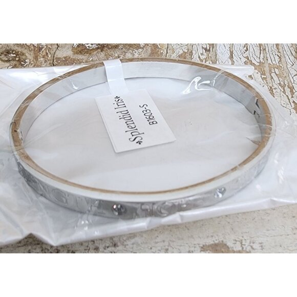 NEW Splendid Iris Stainless Steel Silver Hinge Bracelet Strength Hope Courage - Picture 2 of 6